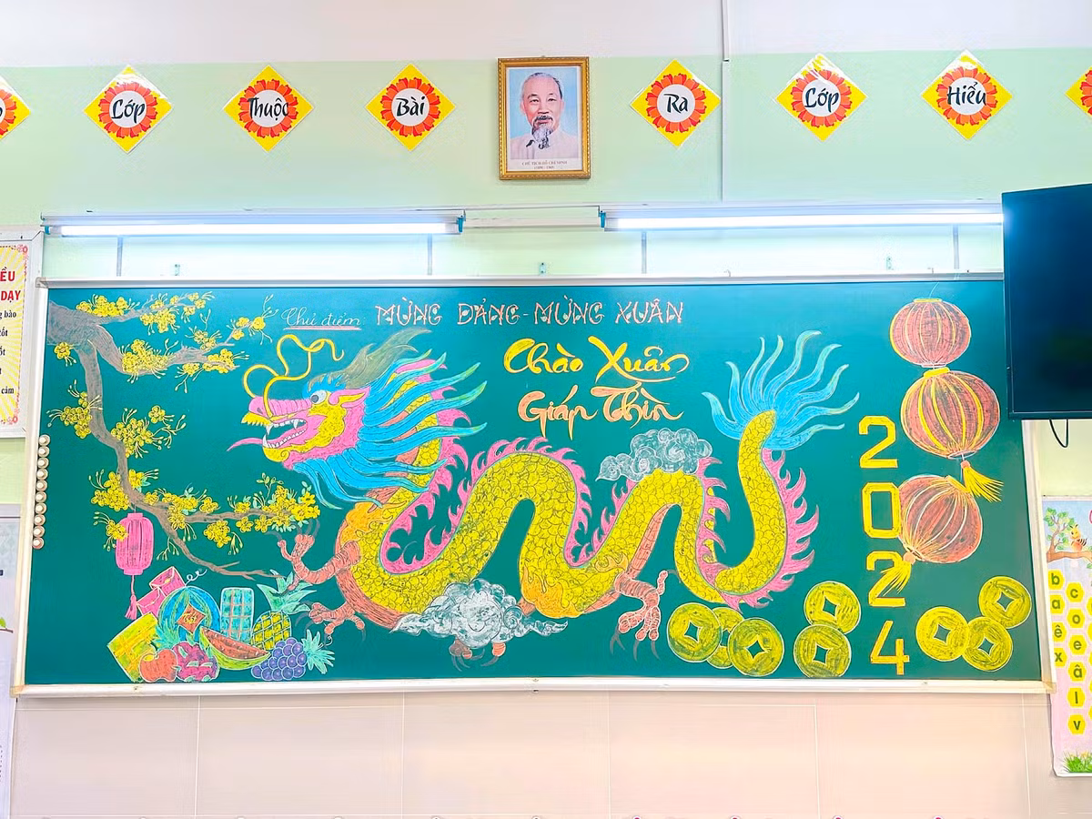 Theo tìm hiểu, bức tranh này do cô Trần Thị Bích Ngọc (SN 1991), chủ nhiệm lớp 1/4 Trường Tiểu học Hoà Khương 2 (huyện Hoà Vang, Đà Nẵng) và đồng nghiệp là Phùng Thị Huỳnh Hiền lên ý tưởng thực hiện.