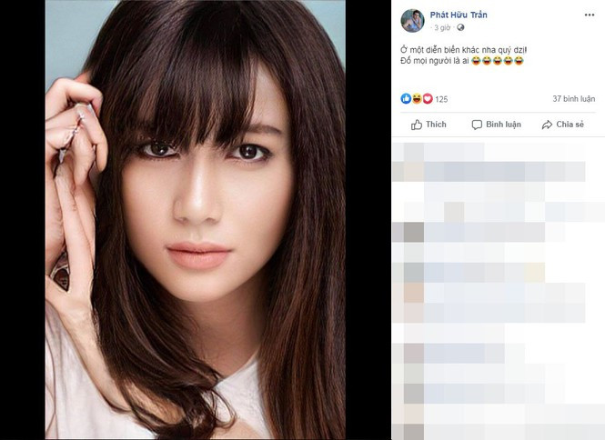 Ở một bức ảnh khác, anh được nhận xét giống "nữ hoàng phim mì ăn liền" Việt Trinh.