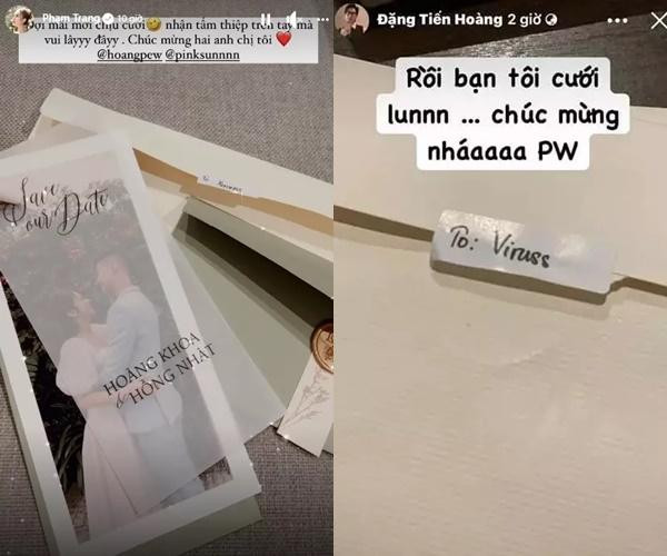 Được biết, hình ảnh trên ban đầu do Vương Anh Ole chia sẻ trên trang cá nhân. Đăng ảnh được PewPew đích thân gửi thiệp hồng, nam diễn viên Bộ Tứ 10A8 hóm hỉnh: "Vợ con gì tính sau, tiết canh đã".