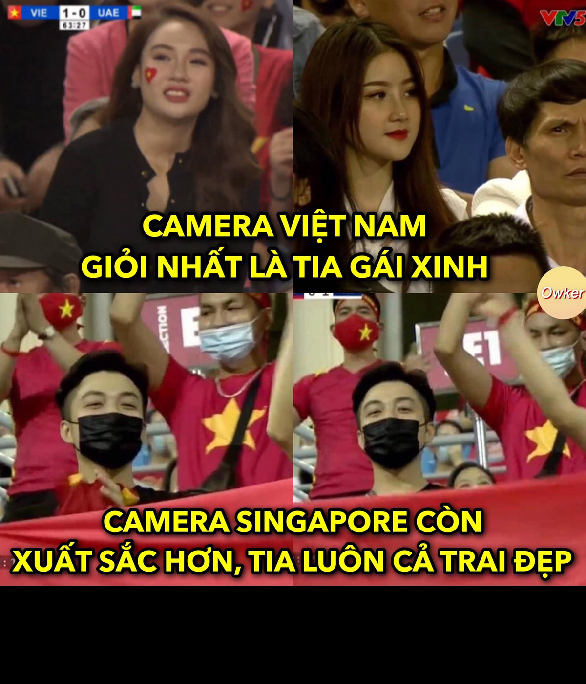 Trong khi các camera Việt Nam giỏi tia gái xinh thì chủ nhà AFF Cup 2020 là Singapore còn làm tốt hơn thế khi "tăm" được hot boy.