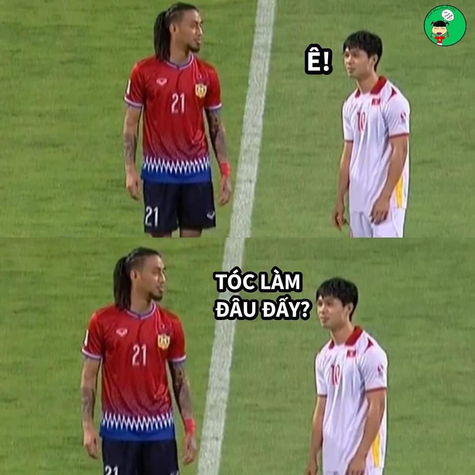 Ngoài thi đấu nhiệt tình, Công Phượng còn quan tâm đến kiểu tóc của đối thủ.