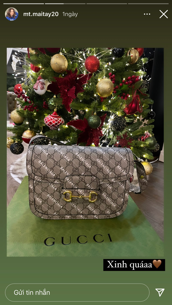 Mới nhất, Mai Tây tiếp tục unbox một chiếc túi Gucci x Balenciaga có giá hơn 50 triệu được mẹ Đình Khang tặng.