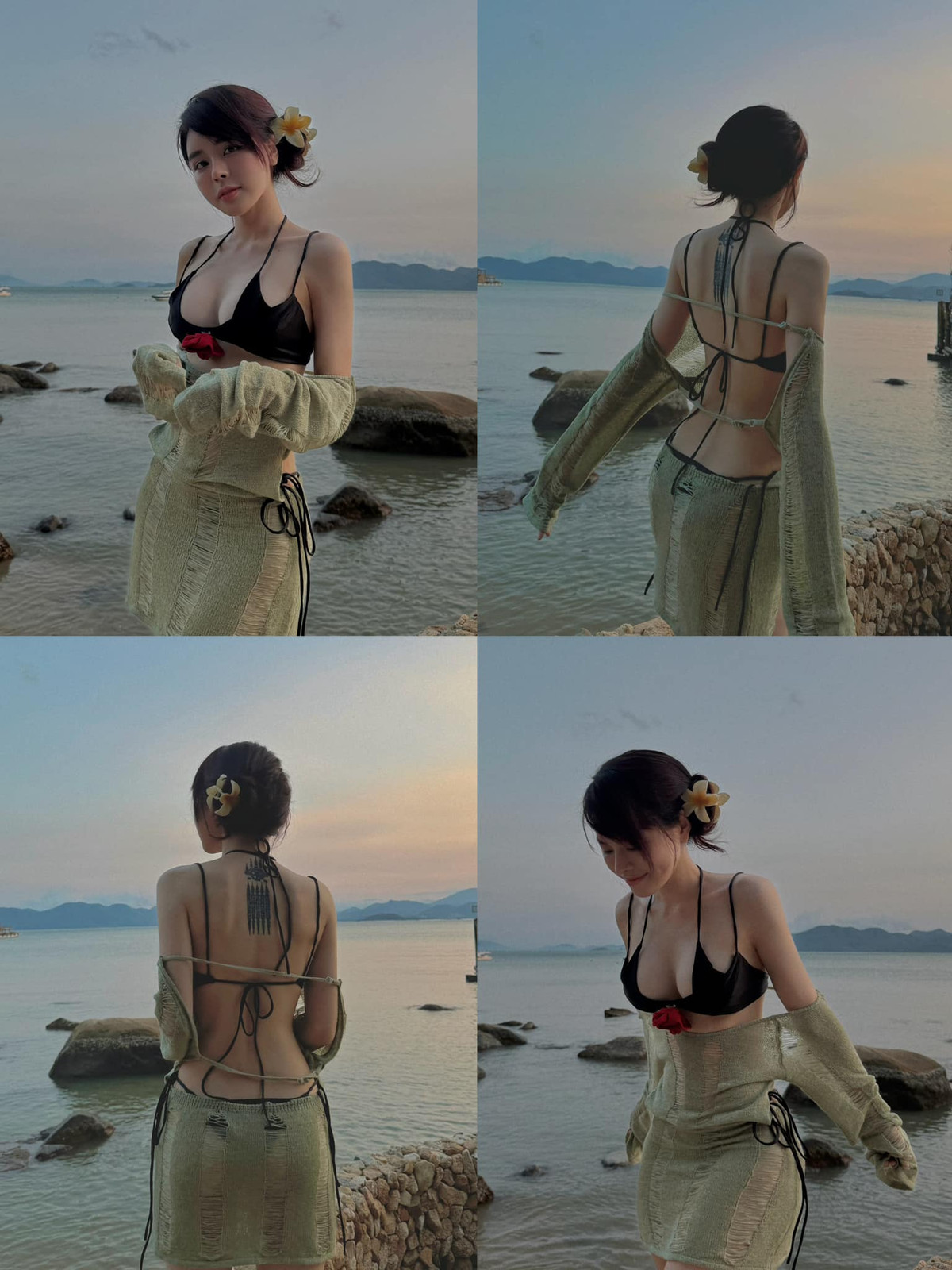 Trên trang cá nhân, Bích Hạnh không ngần ngại khoe đường cong vàng và đặc biệt vòng 1 căng tròn của mình.