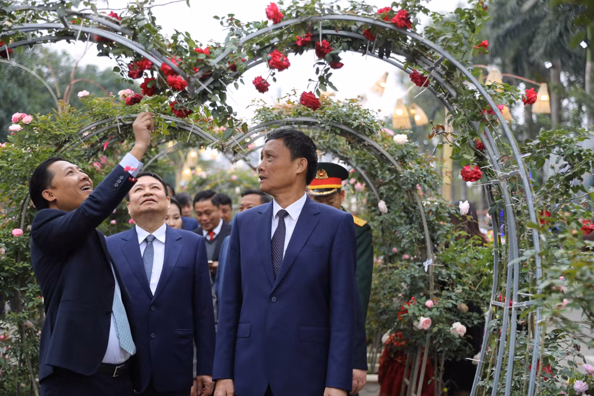 Festival hoa Mê Linh được dàn dựng trên quy mô 4.300m2 với 10 cụm nghệ thuật sắp đặt, trang trí hoa quy mô lớn tại khu vực đường kéo quân cổng đền Hai Bà Trưng, với sự tham gia của các nghệ nhân trồng hoa huyện Mê Linh.