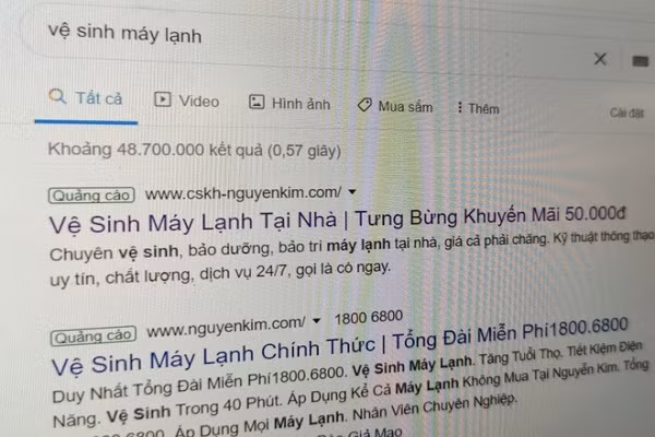 Nhieu web gia mao Nguyen Kim, Dien May Xanh de ve sinh may lanh