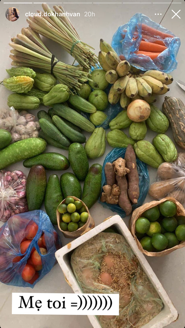 Lo lắng cho con gái ở xa lại phải ở một mình, mẹ của Khánh Vân hình như đã gói cả vườn rau lại và gửi vô Sài Gòn.