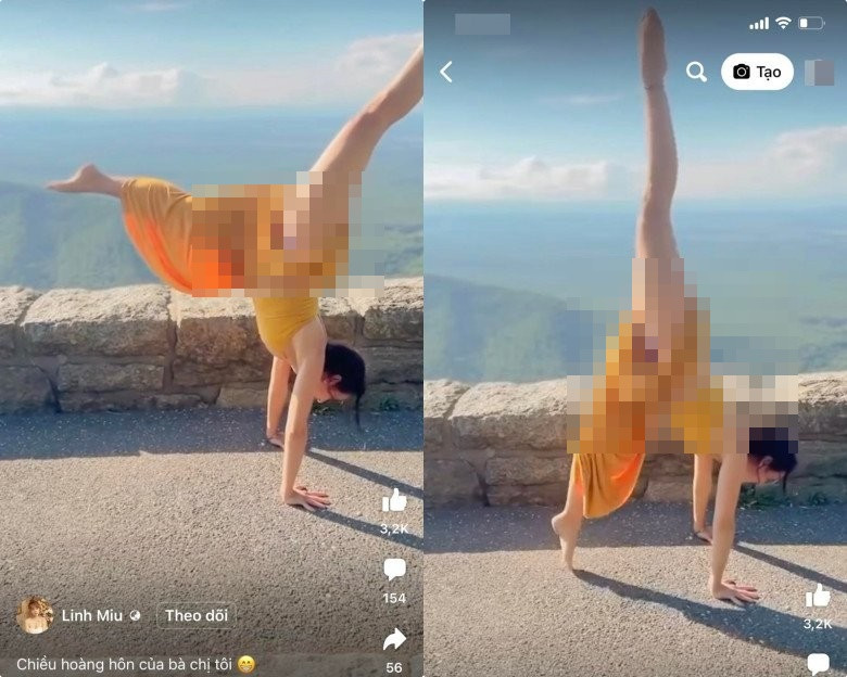 Clip khoe trình lộn mèo, trồng cây chuối của Linh Miu thu về gần 1 triệu lượt view cùng hàng trăm bình luận.