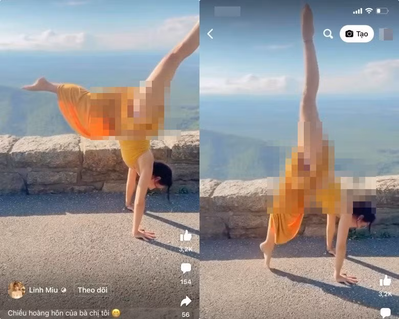 Clip khoe trình lộn mèo, trồng cây chuối của Linh Miu thu về gần 1 triệu lượt view cùng hàng trăm bình luận.