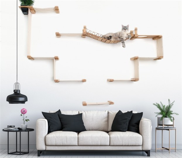 Cầu thang cho mèo thiết kế độc đáo trong phòng khách