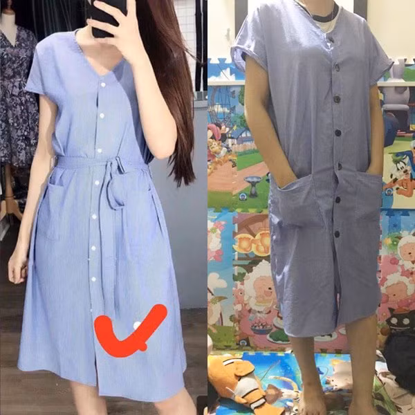 Nhìn ảnh quảng cáo là váy chiết eo nhưng hàng shop gửi thì như váy sản phụ.