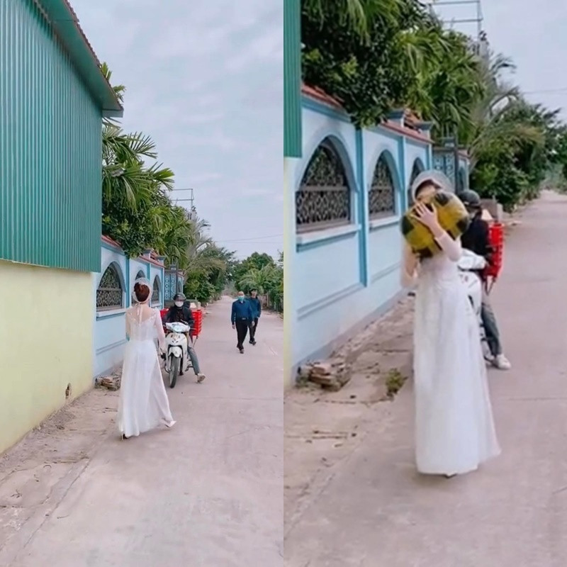 Dù chỉ vô tình ghé qua nhưng anh shipper đã trở thành vị khách đặc biệt trong ngày trọng đại của cô dâu. Đây chắc hẳn sẽ là trải nghiệm khó quên đối với cả hai người.