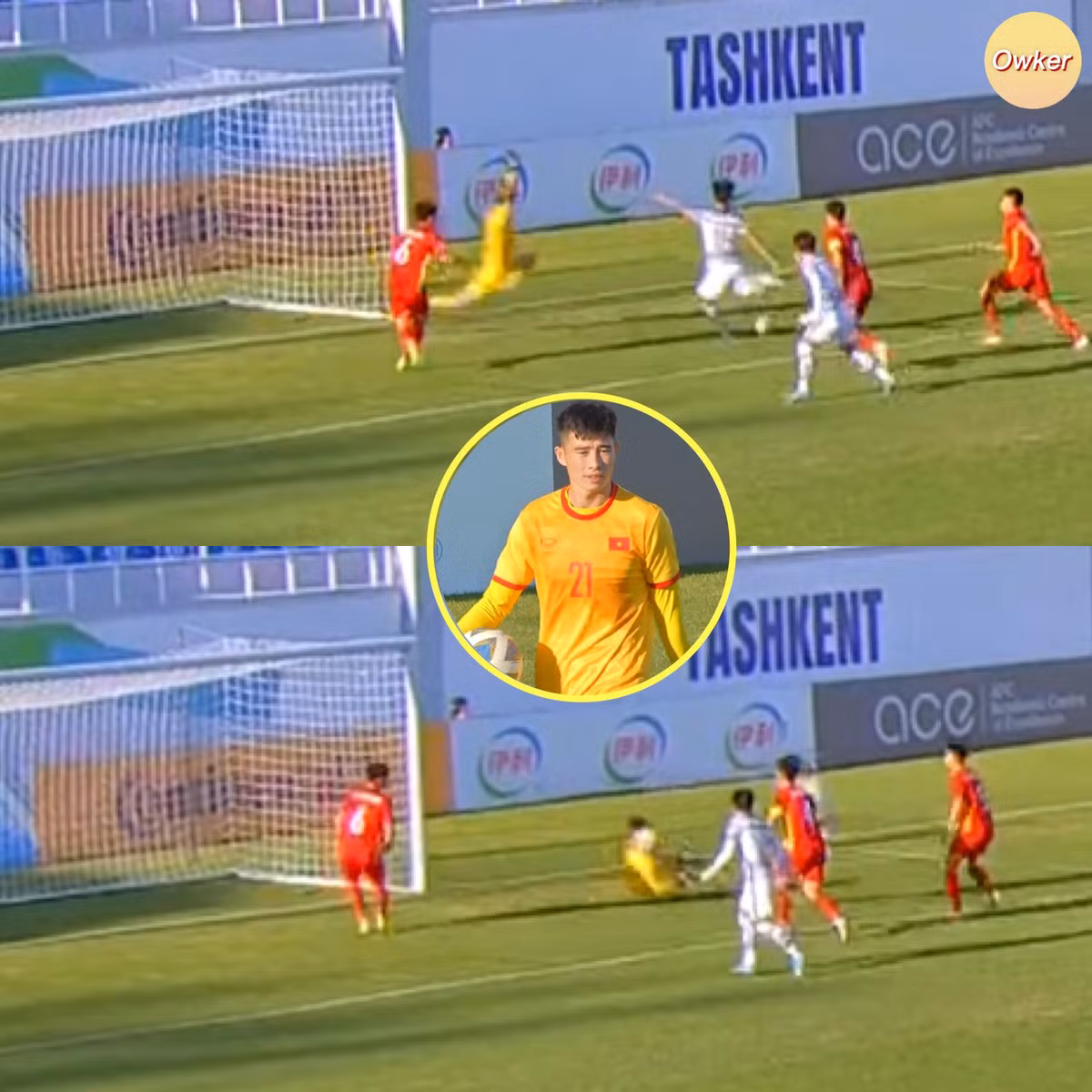 Những phút đầu trận đấu Văn Chuẩn là nhân vật được nhắc tới khi chàng thủ môn liên tục cứu thua cho U23 Việt Nam trước những cú dứt điểm của U23 Hàn Quốc.