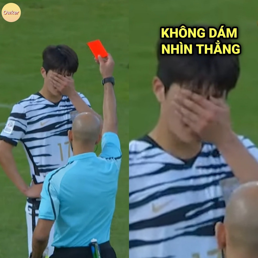 Cầu thủ U23 Hàn Quốc không dám nhìn vào thẳng án phạt nhận phải khi gặp U23 Việt Nam.