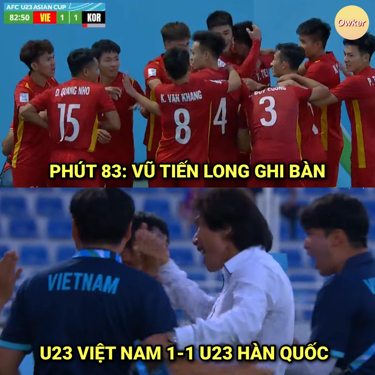 Được thi đấu hơn người, U23 Việt Nam có bàn thắng cực giá trị của Tiến Long để đưa trận đấu với ĐKVĐ U23 Hàn Quốc về thế cân bằng.