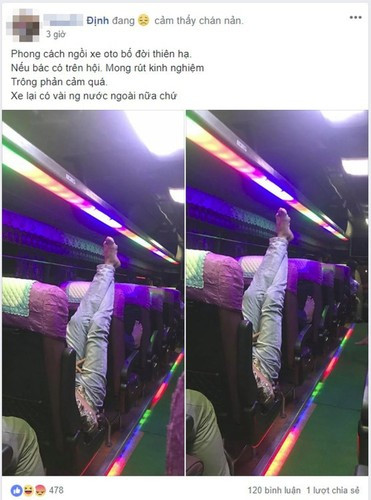 Dù đã mỗi người một ghế nhưng những hành động xâm phạm vị trí người khác tạo nên sự khó chịu. Chưa kể tới một số người có mùi ở chân.