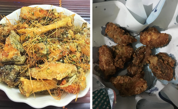 Món gà rang muối hình minh họa trên mạng và sự thật quả là khác xa nhau.