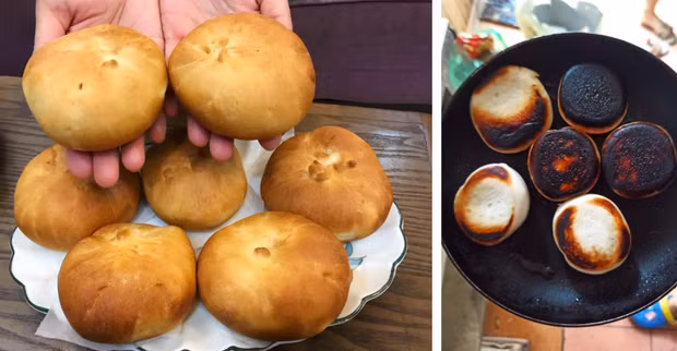 Một trong những thảm họa thường gặp nhất của hội gái đoảng chính là tuyển tập các món ăn "bóng đêm" và lần này là bánh bao chiên.