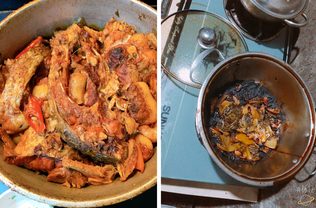 Rõ ràng là muốn nấu món này, nghiên cứu rõ công thức, cách làm nhưng đến khâu thực hiện, hội gái đoảng lại phải đối diện với sự thật nấu món này lại ra món khác.