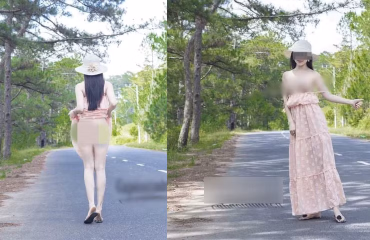 Một nữ du khách từng bị la ó vì đăng tải loạt ảnh vén váy khoe cơ thể ở đồi thông Đà Lạt.
