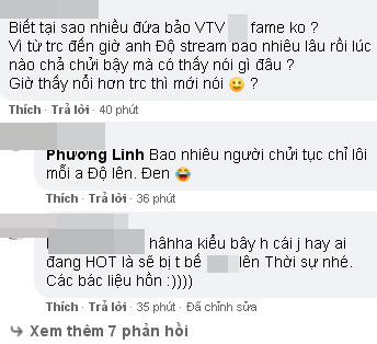 Ý kiến CĐM phía dưới bài đăng trên fanpage của Chuyển động 24h. Cụ thể, ngay trên fanpage của chương trình Chuyển động 24h, nickname P.L bình luận: "Kiểu bây giờ làm việc là cái gì hay hay ai đang hot sẽ bị bế lên các phóng sự". Còn nickname L.A.M bình luận: "Biết rằng là chửi bậy không hợp với thuần phong, mỹ tục người Việt nhưng ở một góc nhìn thẳng và thật, cho hỏi ai dám nhận mình không chửi bậy."