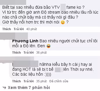 Ý kiến CĐM phía dưới bài đăng trên fanpage của Chuyển động 24h. Cụ thể, ngay trên fanpage của chương trình Chuyển động 24h, nickname P.L bình luận: "Kiểu bây giờ làm việc là cái gì hay hay ai đang hot sẽ bị bế lên các phóng sự". Còn nickname L.A.M bình luận: "Biết rằng là chửi bậy không hợp với thuần phong, mỹ tục người Việt nhưng ở một góc nhìn thẳng và thật, cho hỏi ai dám nhận mình không chửi bậy."