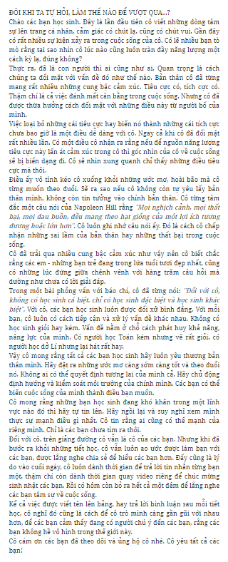 Nguyên văn bức "tâm thư" của cô Minh Thu có nội dung thu hút sự chú ý của nhiều người.