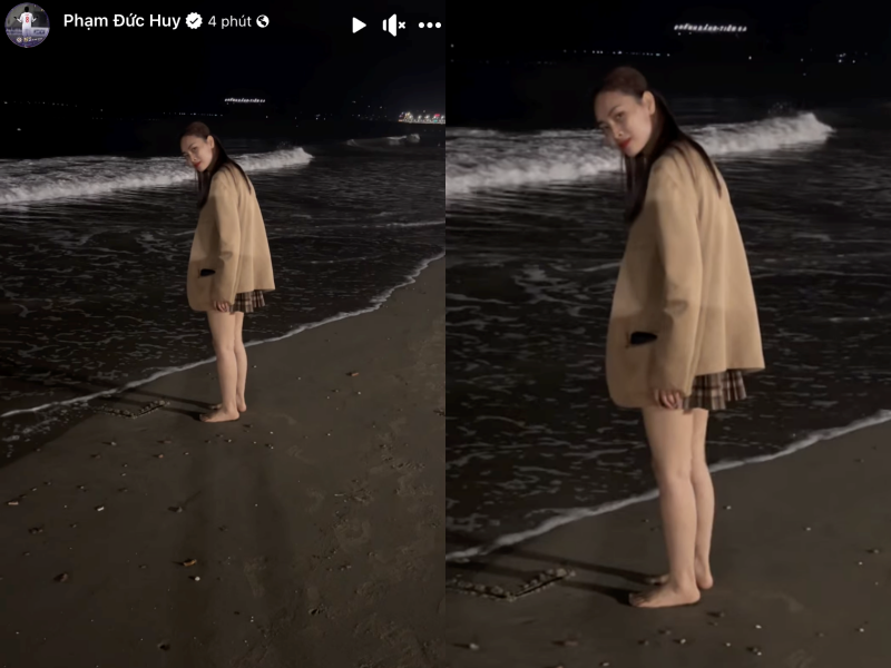 Tuy nhiên, dân mạng lại chú ý đến vóc dáng của MC Huyền Trang Mù Tạt. Qua camera của bạn trai cầu thủ, vóc dáng của cô nàng bị dìm không thương tiếc.