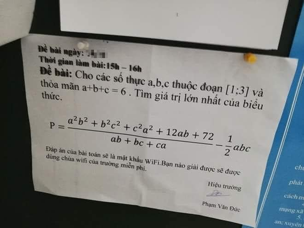 Mới đây trên MXH, mà một thầy giáo đã nghĩ ra kế sách cực kỳ đỉnh cao để học trò được sử dụng wifi, tiện thể lại có thêm thời gian ôn bài đã thu hút sự chú ý của CĐM.