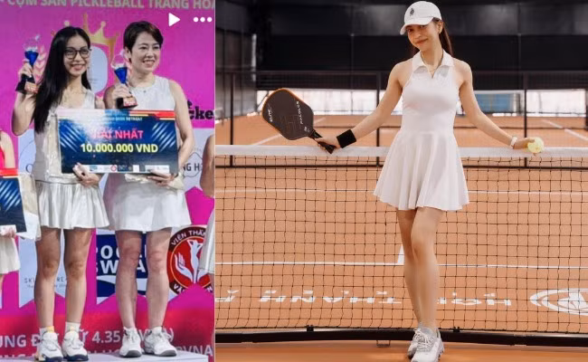 Nhật Lê đời thực dẫu có khác biệt so với ảnh "sống ảo" tự đăng, nhưng dáng vẻ cô nàng hạnh phúc khi chơi môn thể thao hot trend pickleball vẫn nhận về nhiều sự yêu thích.