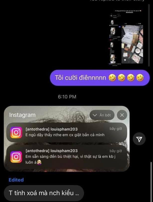 Trong bức ảnh này có rất nhiều mỹ phẩm đến từ các thương hiệu cao cấp và cô nàng viết kèm chú thích: “Buồn nhiều chút! Ăn mày quá khứ được không?”. Không những thế, cô gái còn tiết lộ Phạm Như Phương đã liên hệ với mình để giải thích. Tin nhắn được cho là của Như Phương như sau: “Em ngủ dậy thấy như thế em cũng giật bắn cả mình. Em sẵn sàng đền bù thiệt hại, vì thật sự là em không biết gì luôn á”. Vì cách nói chuyện này, chủ nhân bài tố vốn định xoá nhưng lại thôi.