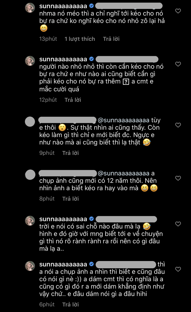 Ngay lập tức, Wilson Nhật Anh đã up story phân trần: "Trời ơi! Ai hiểu nỗi khổ của tui. Hình chụp còn phải bóp cho nó nhỏ lại. Cuộc đời chỉ biết bóp eo, bóp vòng 1 cho nhỏ lại chứ chưa bao giờ biết kéo cho bự thêm. Nói em vậy oan ức em quá anh ơi!".