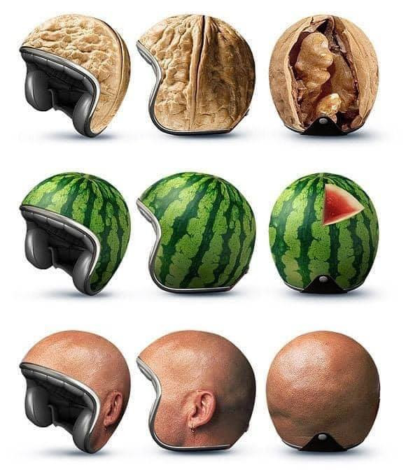 Mũ bảo hiểm phong cách... quả dưa hấu, hạt óc chó hay cả một chiếc đầu trọc.