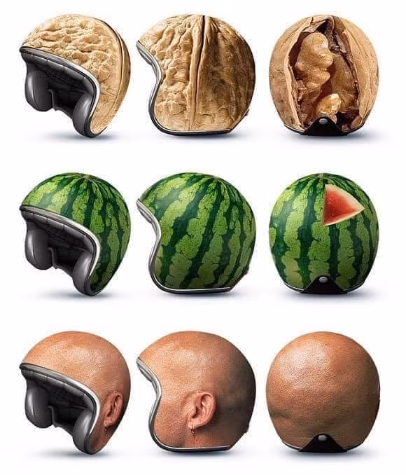 Mũ bảo hiểm phong cách... quả dưa hấu, hạt óc chó hay cả một chiếc đầu trọc.