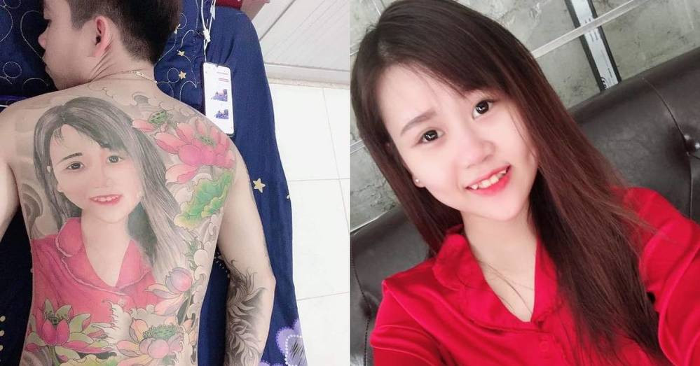 Trước khi chính thức lăn mực cho khách hàng có hình xăm đặc biệt, chủ tiệm xăm còn cẩn thận phác thảo trước bức chân dung của cô gái ra giấy rồi mới thực hành trên người.