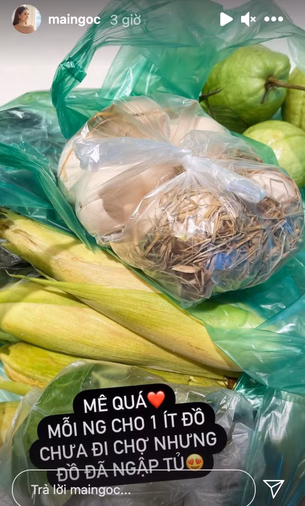 Mai Ngọc còn được kha khá người thân tặng đồ ăn nữa, người thì chục trứng, người thì ít bắp, trái cây... Nhiêu đó thôi cũng đủ ngập tủ lạnh rồi.