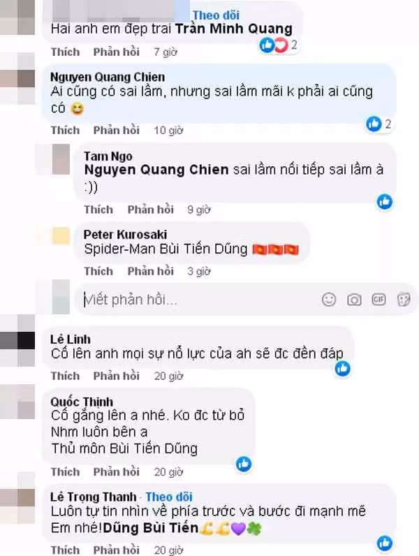Tuy nhiên, cũng xuất hiện không ít bình luận cà khịa: "Ai cũng có sai lầm, nhưng sai lầm mãi không phải ai cũng có", "Cố lên anh, còn không được nữa giải nghệ hoặc xuống hạng nhất không sao đâu, chứ thấy nhiều người chửi quá",...