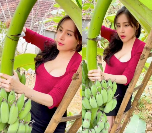 Bà Tưng cứ mỗi mùa Tết về quê là lại gây "náo loạn" mạng xã hội với sắc vóc của mình. So với phong cách nhiều năm trước, hiện tượng mạng này giờ đây có phần hở nhiều hơn cả dù sự xinh đẹp không hề đổi.