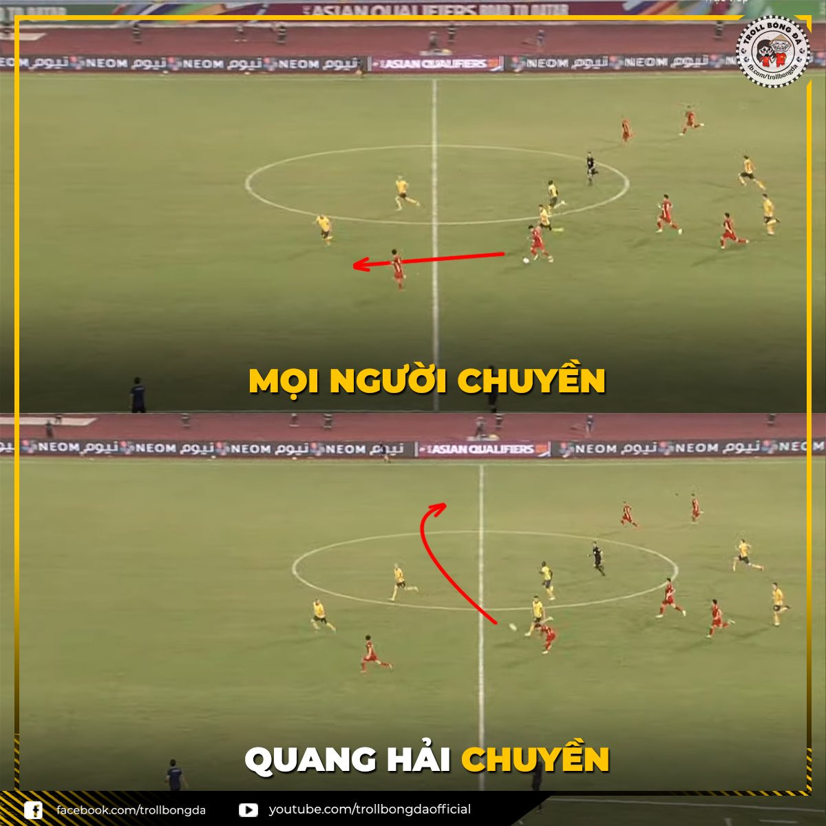 Quang Hải thể hiện độ dị của mình bằng cú chuyền bóng "hack não".