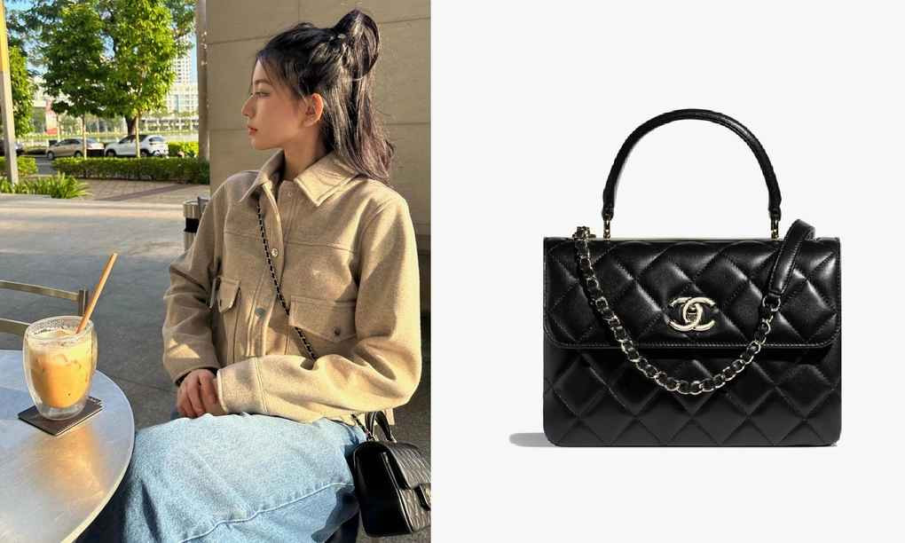 Bâu nhiều lần đăng tải hình ảnh đến các cửa hàng Chanel để mua sắm và bày tỏ niềm yêu thích đối với thương hiệu Pháp. Chiếc Chanel flap top handle giá hơn 170 triệu đồng được cô mang nhiều lần, phối đa dạng phong cách, từ cá tính đến sang trọng, đằm thắm.