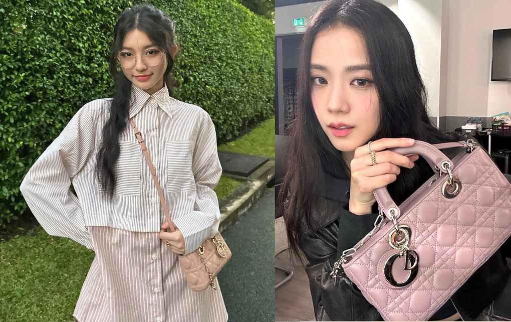 Túi Dior D-Joy size small (nhỏ) từng được nhiều thần tượng Hàn Quốc yêu thích cũng nằm trong tủ sưu tập của Bâu. Món phụ kiện giá 130 triệu đồng có thể được đeo linh hoạt nhiều kiểu nhờ phần dây xích ngắn hơn và dây da dài để mang chéo.