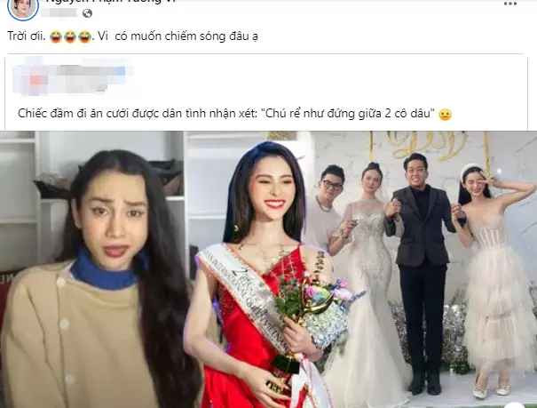 Điểm tô cho outfit như công chúa, Nguyễn Phạm Tường Vi sử dụng thêm băng đô cài tóc bản to cùng tông với trang phục.