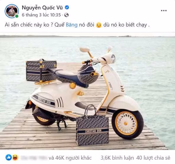 Mới đây, chồng nữ đại gia quận 7 - Đoàn Di Băng lại gây xôn xao mạng xã hội khi đăng bài tìm mua xe mới cho "nóc nhà". Bên cạnh đó, doanh nhân Quốc Vũ còn tiết lộ dù không biết đi nhưng bà xã thích nên anh sẵn sàng chiều lòng.