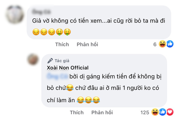 Chuyện sẽ chẳng có gì nếu bên dưới phần bình luận không có những câu nói vô cùng khiếm nhã phía dưới phần bình luận trong dòng trạng thái của Xoài Non. Một trong số đó có độc giả đã để lại quan điểm của mình: “Giả vờ không có tiền xem… Ai cũng rời bỏ ta mà đi”.