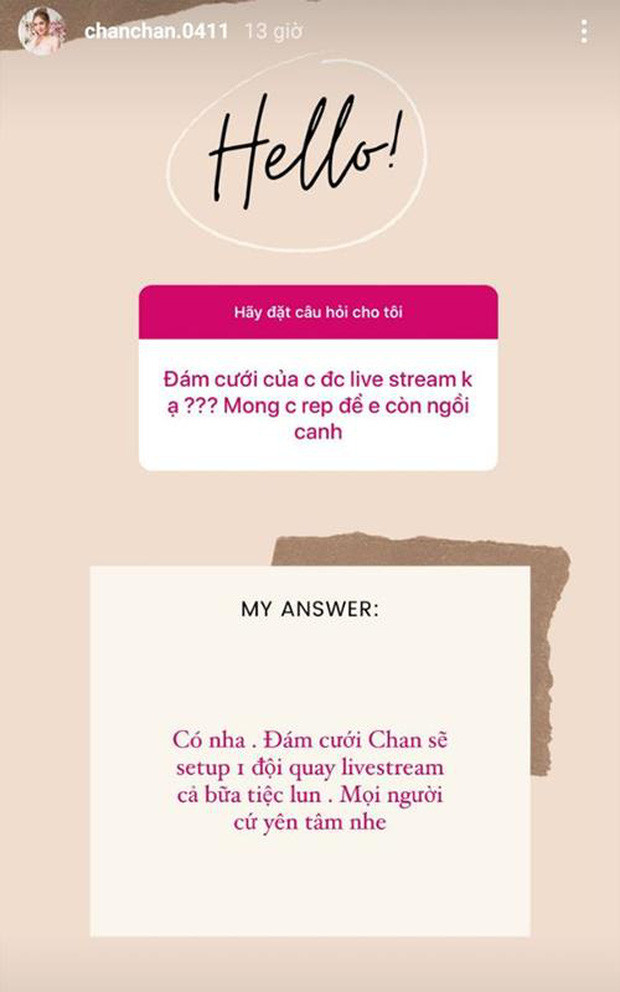 Cụ thể, trên trang cá nhân Instagram, vợ streamer Xemesis ã trả lời một số câu hỏi của fan về các vấn đề xoay quanh mình và chồng tương lai và nhận về vô vàn sự thích thú của CĐM.