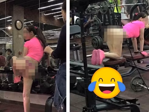 Ở một level "bá đạo" hơn đó chính là trường hợp của một "pink girl" này. Không biết cô nàng có tập được gì không nhưng những người xung quanh thì có lẽ không vì pha diện quần chíp đi tập khó hiểu.