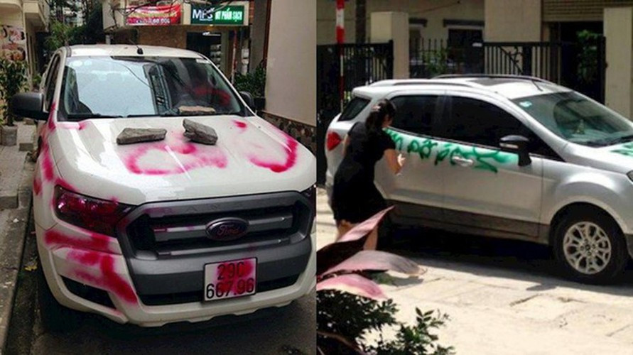 Các hành vi như sơn, vẽ, cạo sơn xe hoặc đập kính, phá gương, chọc lốp hay các hành vi phá hoại lên xe ô tô của người khác nếu làm hư hỏng xe sẽ phải bồi thường thiệt hại và bị xử lý theo quy định của pháp luật về xử phạt vi phạm hành chính trong lĩnh vực an ninh trật tự, an toàn xã hội.