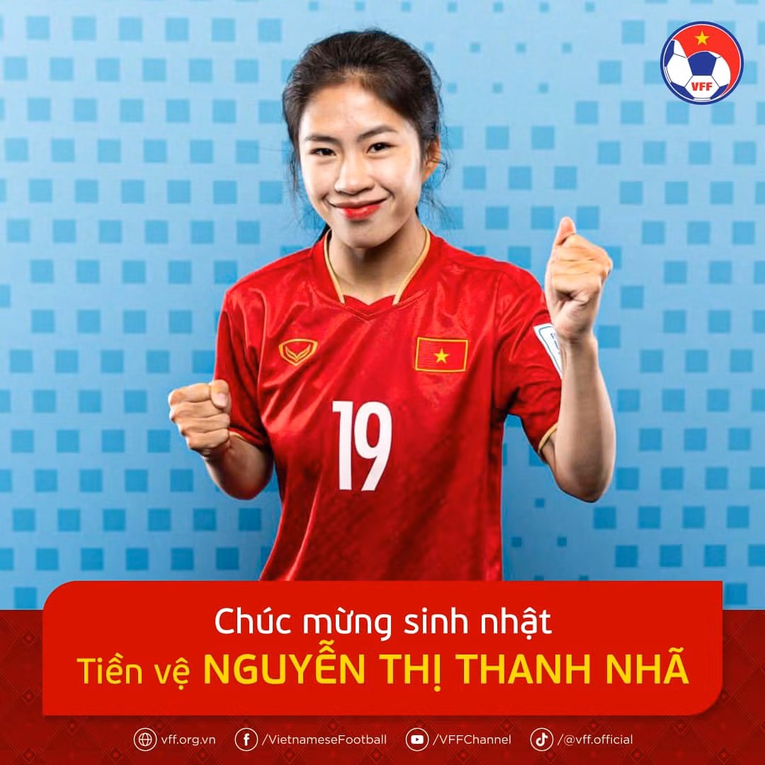 Mới đây trên trang Facebook của Liên đoàn bóng đá Việt Nam (VFF) đã có bài đăng chúc mừng sinh nhật của tuyển thủ đội tuyển nữ Việt Nam - Nguyễn Thanh Nhã. Dưới bài viết, vô vàn các fan của nữ cầu thủ này vào chúc mừng cô nàng.