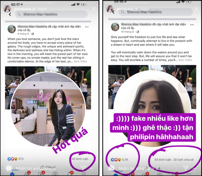 Hot girl Trang Anna cũng từng dở khóc dở cười khi biết mình bị chôm ảnh. Theo đó, cô nàng chia sẻ gì thì tài khoản giả mạo cũng úp ảnh y trang. Thậm chí, tài khoản fake còn tương tác khủng hơn cả chính chủ.