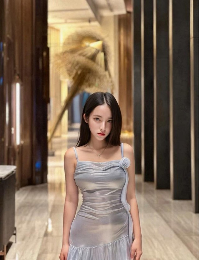 Đặc biệt, gương mặt của Lei Chan có một vẻ đẹp quá hoàn hảo, sắc nét đến từng chi tiết, từ làn da mịn màng đến đôi mắt sáng long lanh như được tạo ra bởi công nghệ chỉnh sửa AI hiện đại.