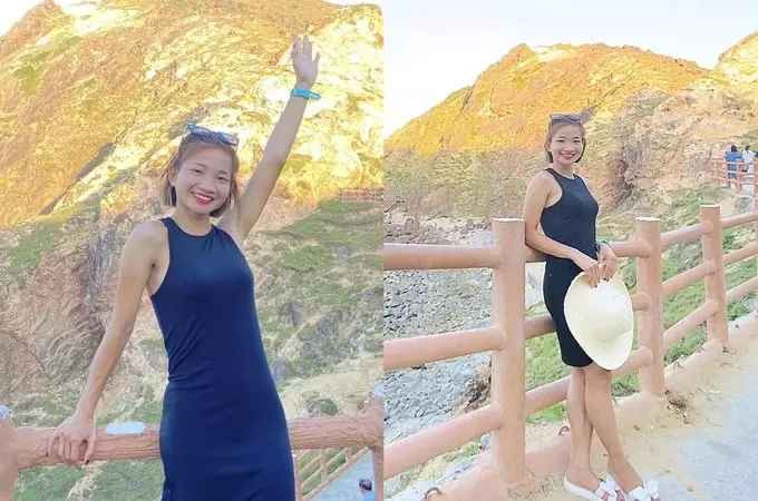 Thực tế không phải vậy, ngoài đời Nguyễn Thị Oanh nữ tính, thanh lịch mỗi khi mặc áo dài hay váy tôn đường cong cơ thể.